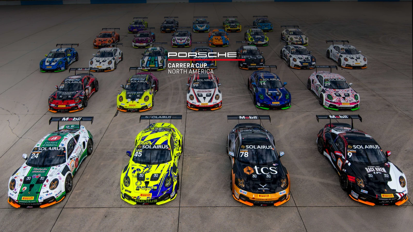 Porsche Carrera Cup North America field assembled on the grid